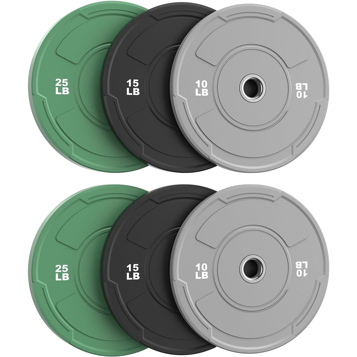 2-Inch Olympic Bumper Plates Set, 6Pcs(each pair 10,15,25 lb) Colored Virgin Rubber Weight Barbell Plates for Strength Training, Home Gym Weightlifting